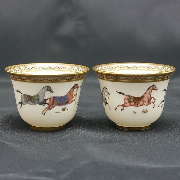 Hermes Chevaldrian Mini Cup Set Of 2 Oriental Horse - Picture 1 of 8